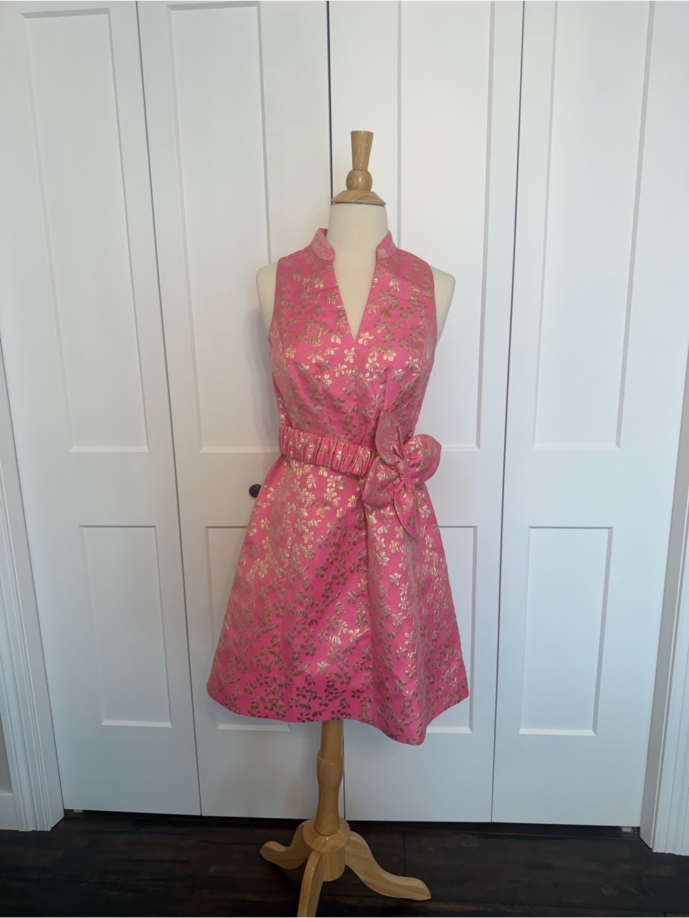 Lilly Pulitzer Pink Dress with Gold Floral Brocade